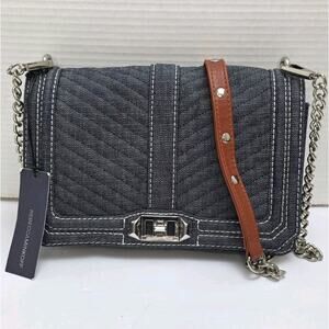 Rebecca Minkoff Chevron‎ Quilted Love Crossbody Dark Denim Crossbody NWT